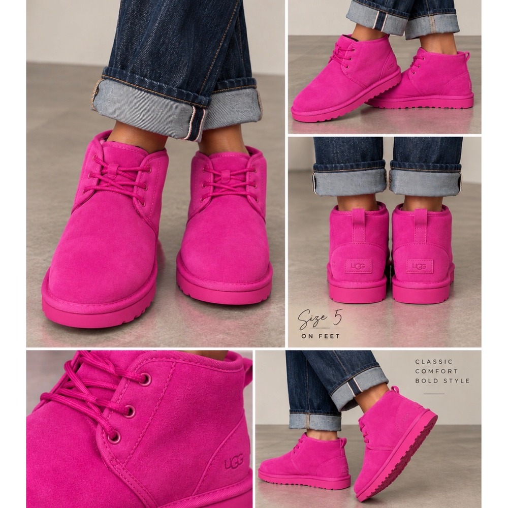 UGG Neumel II Wild Cherry Pink Suede Lace Up Boots 1017320K Size 6